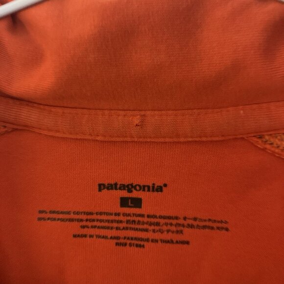 Patagonia Men’s Polo Shirt Orange Contrast Stitching Size L - Picture 3 of 5